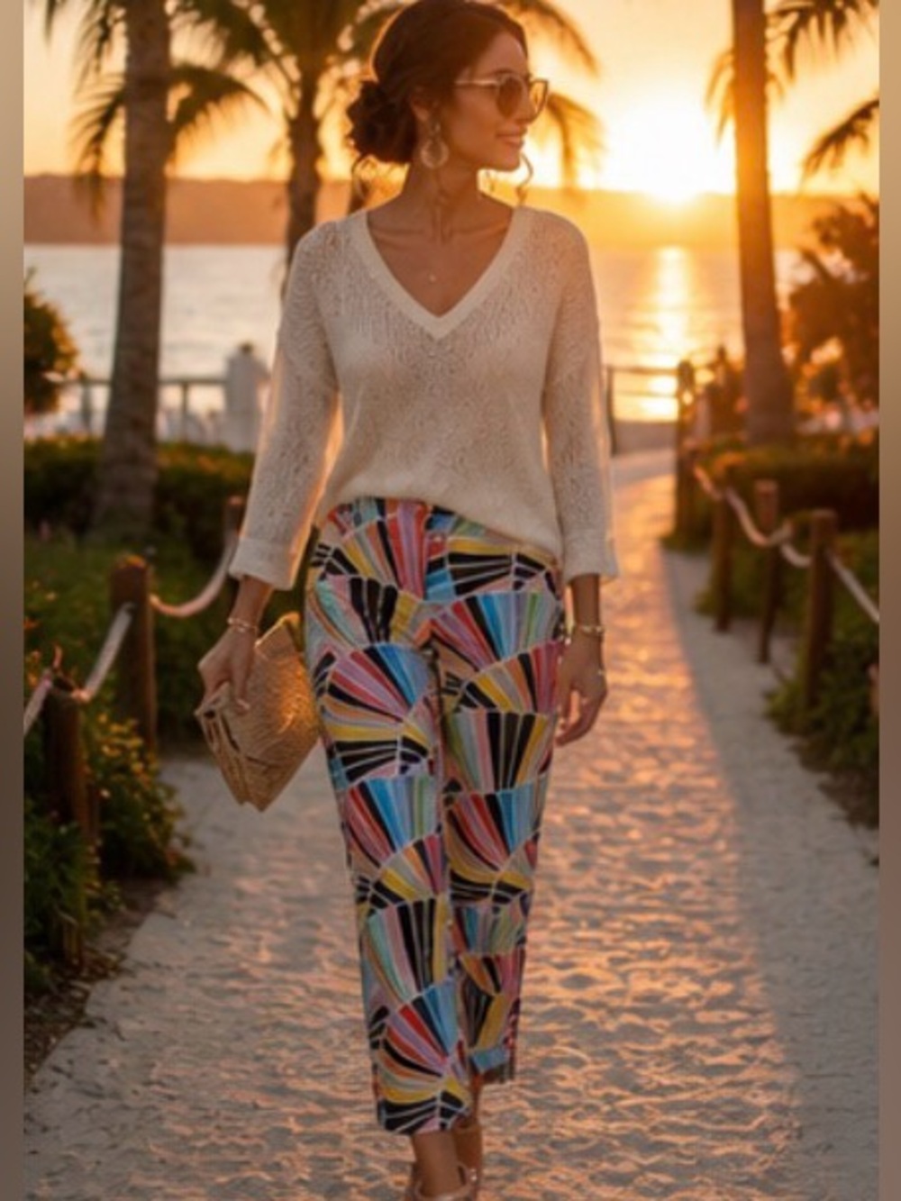 Trina Turk Haute Havana Coppelia Pants Sz 4 Geometric Resort Chic